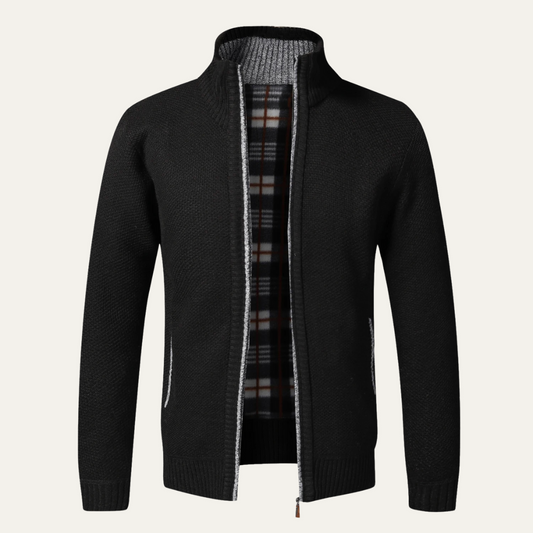 VogeLuxe | Men’s Textured Knit Full-Zip Cardigan Sweater 0