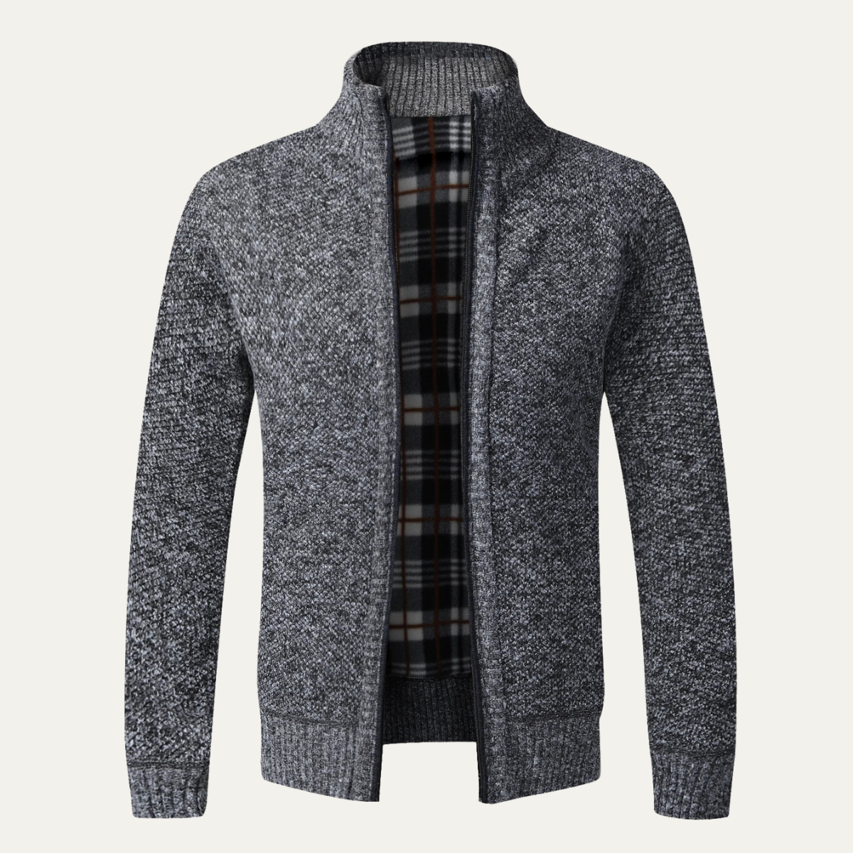 VogeLuxe | Men’s Textured Knit Full-Zip Cardigan Sweater 5