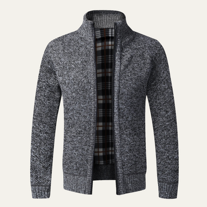 VogeLuxe | Men’s Textured Knit Full-Zip Cardigan Sweater 5