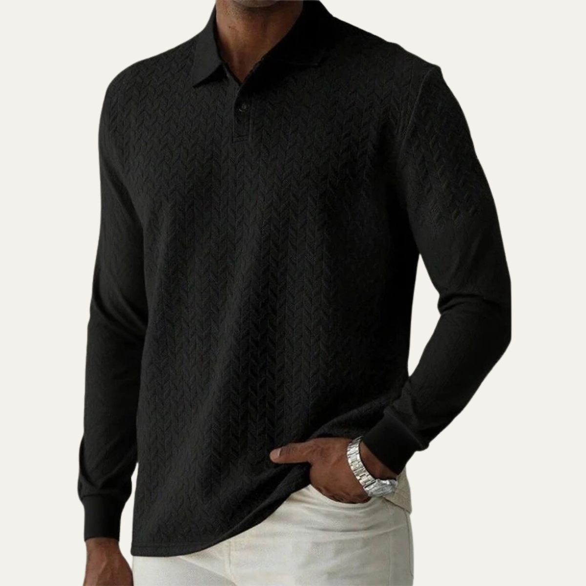 VogeLuxe | Men’s Textured Knit Polo 2
