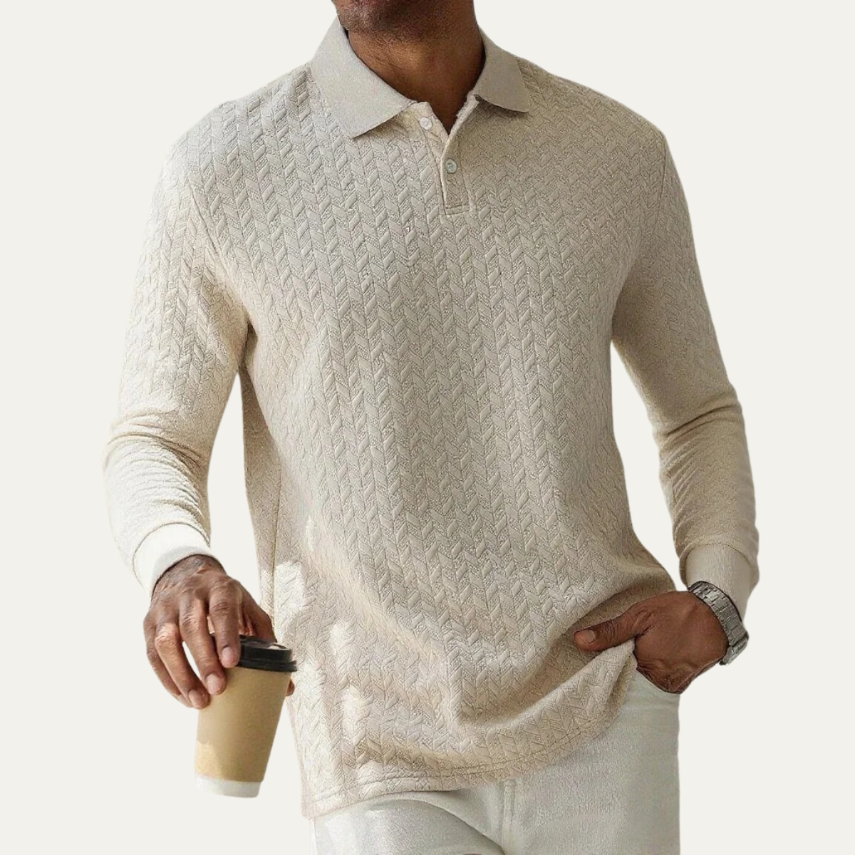 VogeLuxe | Men’s Textured Knit Polo 3