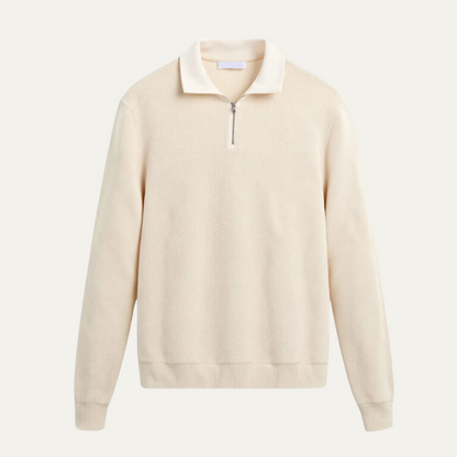VogeLuxe | Men’s Textured Knit Zip Polo Sweater 0