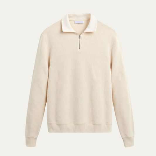 VogeLuxe | Men’s Textured Knit Zip Polo Sweater 0