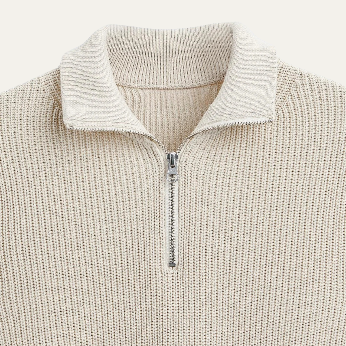 VogeLuxe | Men’s Textured Knit Zip Polo Sweater 4