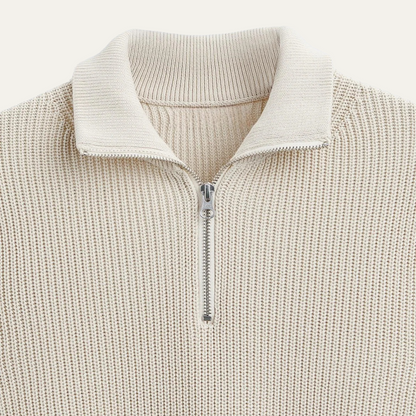 VogeLuxe | Men’s Textured Knit Zip Polo Sweater 4