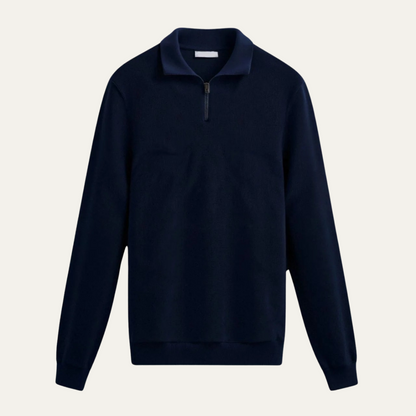 VogeLuxe | Men’s Textured Knit Zip Polo Sweater 6
