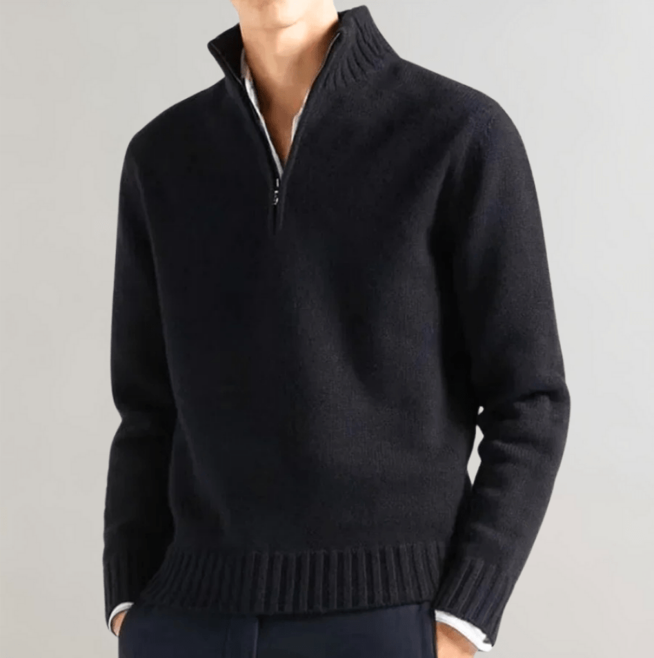VogeLuxe | Men’s Textured Knit Zip Pullover 0