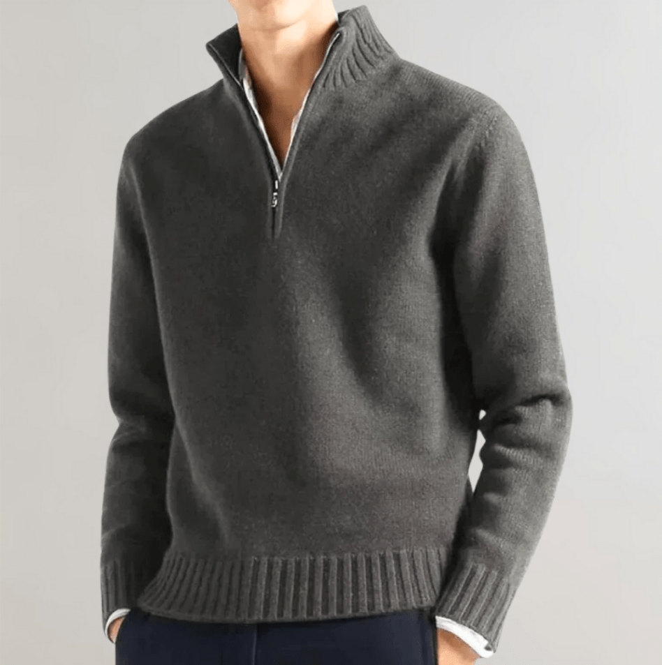 VogeLuxe | Men’s Textured Knit Zip Pullover 1