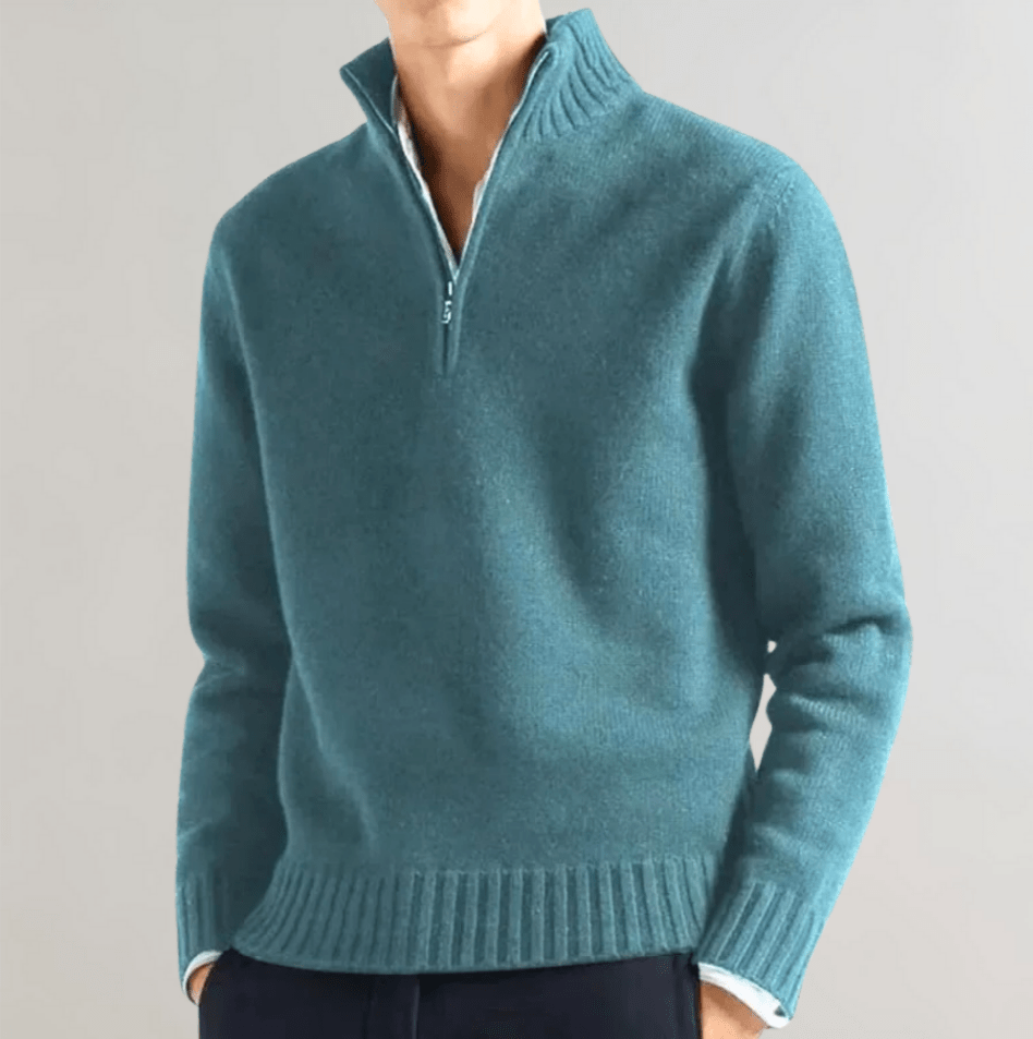 VogeLuxe | Men’s Textured Knit Zip Pullover 2