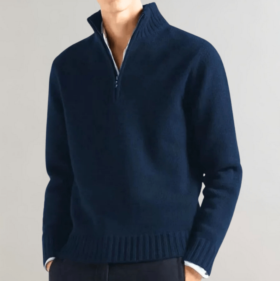 VogeLuxe | Men’s Textured Knit Zip Pullover 3