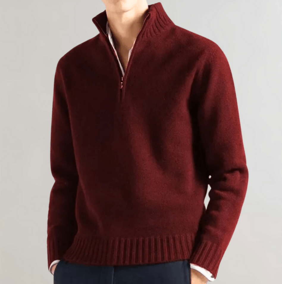 VogeLuxe | Men’s Textured Knit Zip Pullover 4