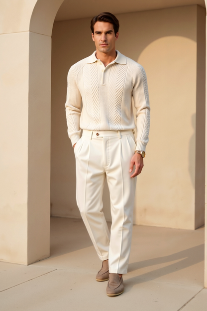 VogeLuxe | Men’s Textured Polo Collar Shirt 4