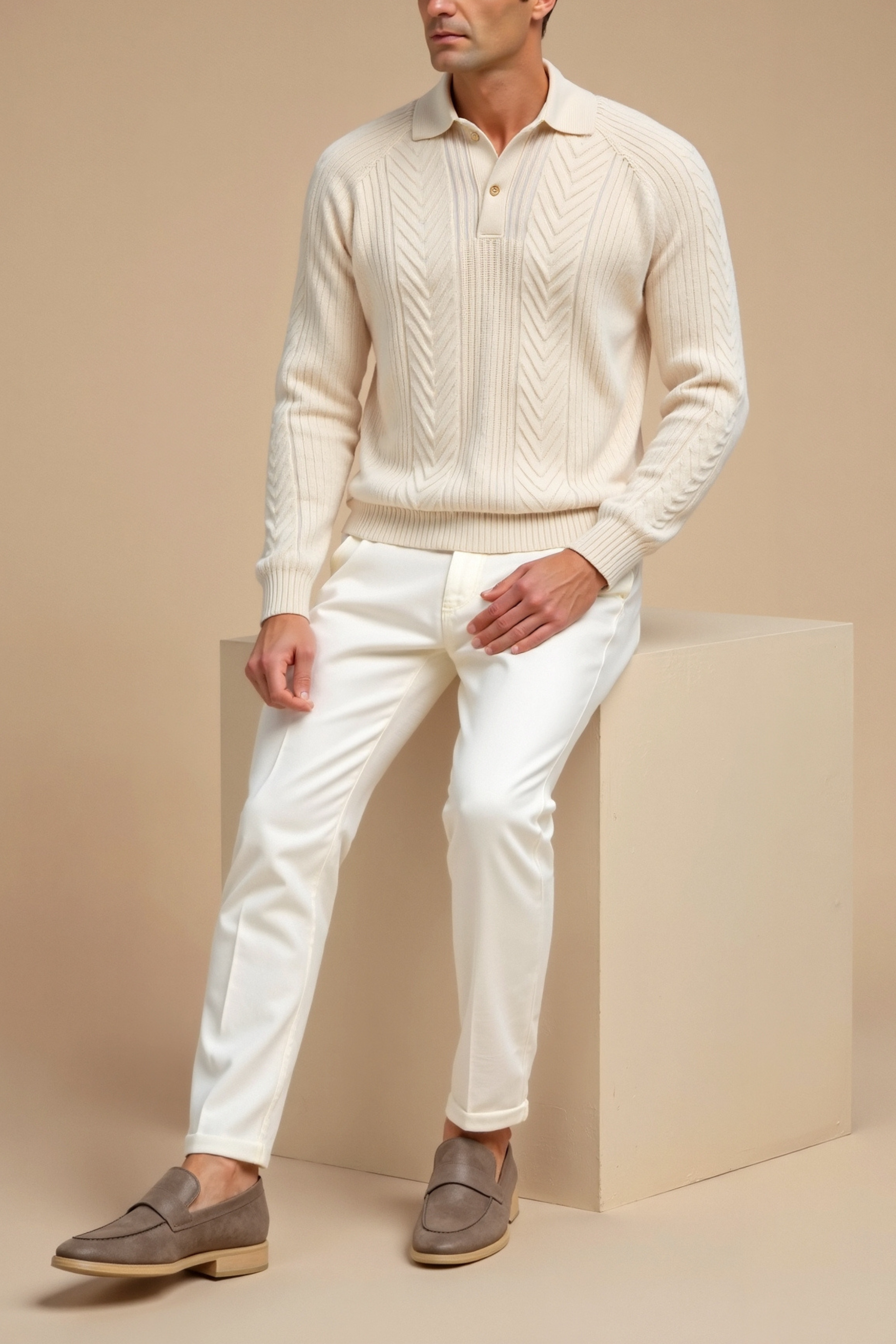 VogeLuxe | Men’s Textured Polo Collar Shirt 5