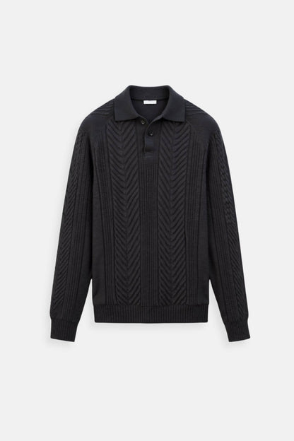 VogeLuxe | Men’s Textured Polo Collar Shirt 8