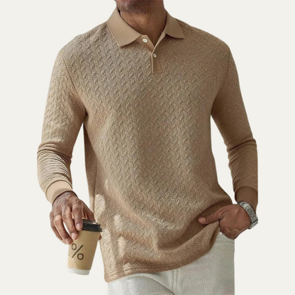VogeLuxe | Men’s Textured Polo Long Sleeve 0