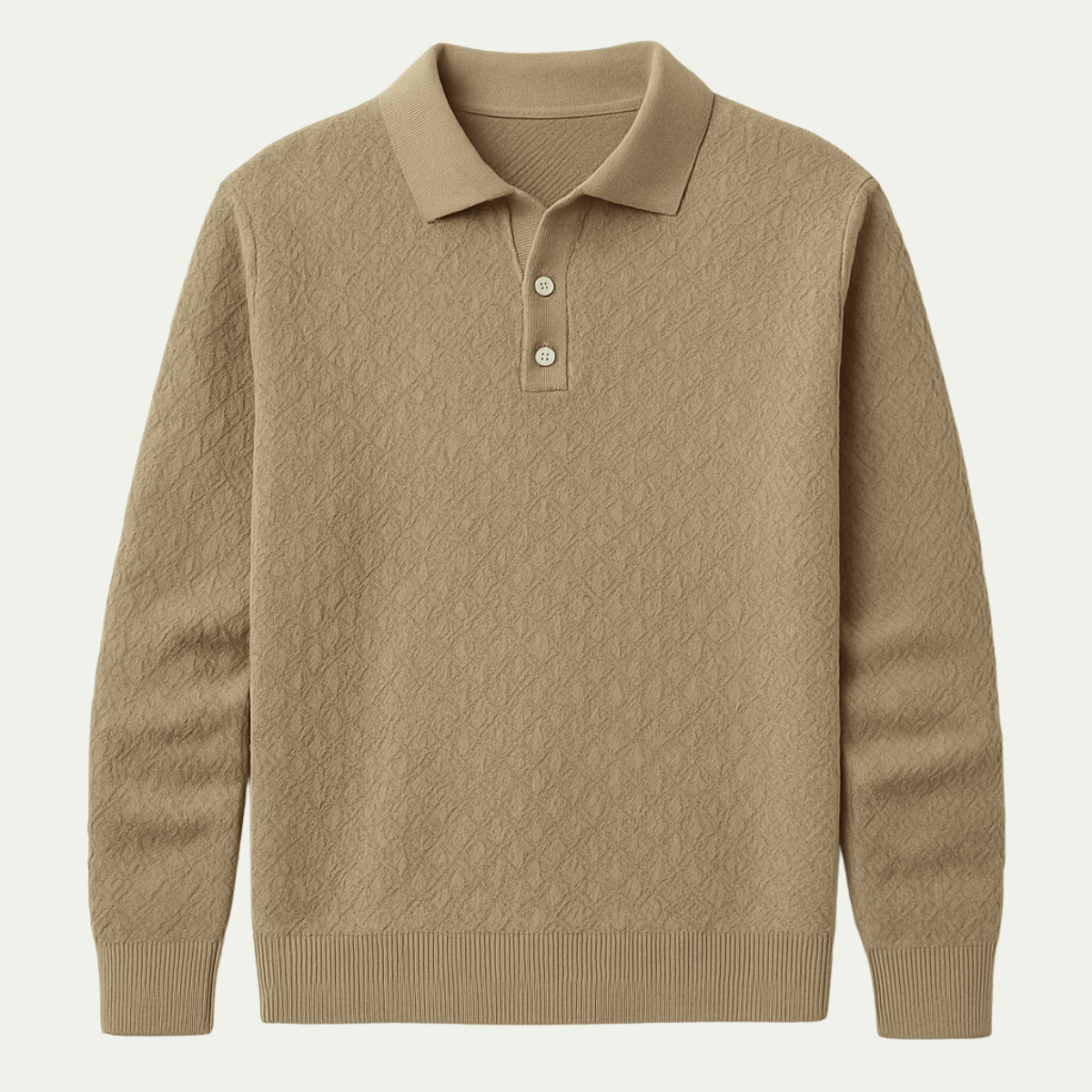 VogeLuxe | Men’s Textured Polo Long Sleeve 1