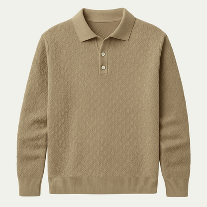 VogeLuxe | Men’s Textured Polo Long Sleeve 1