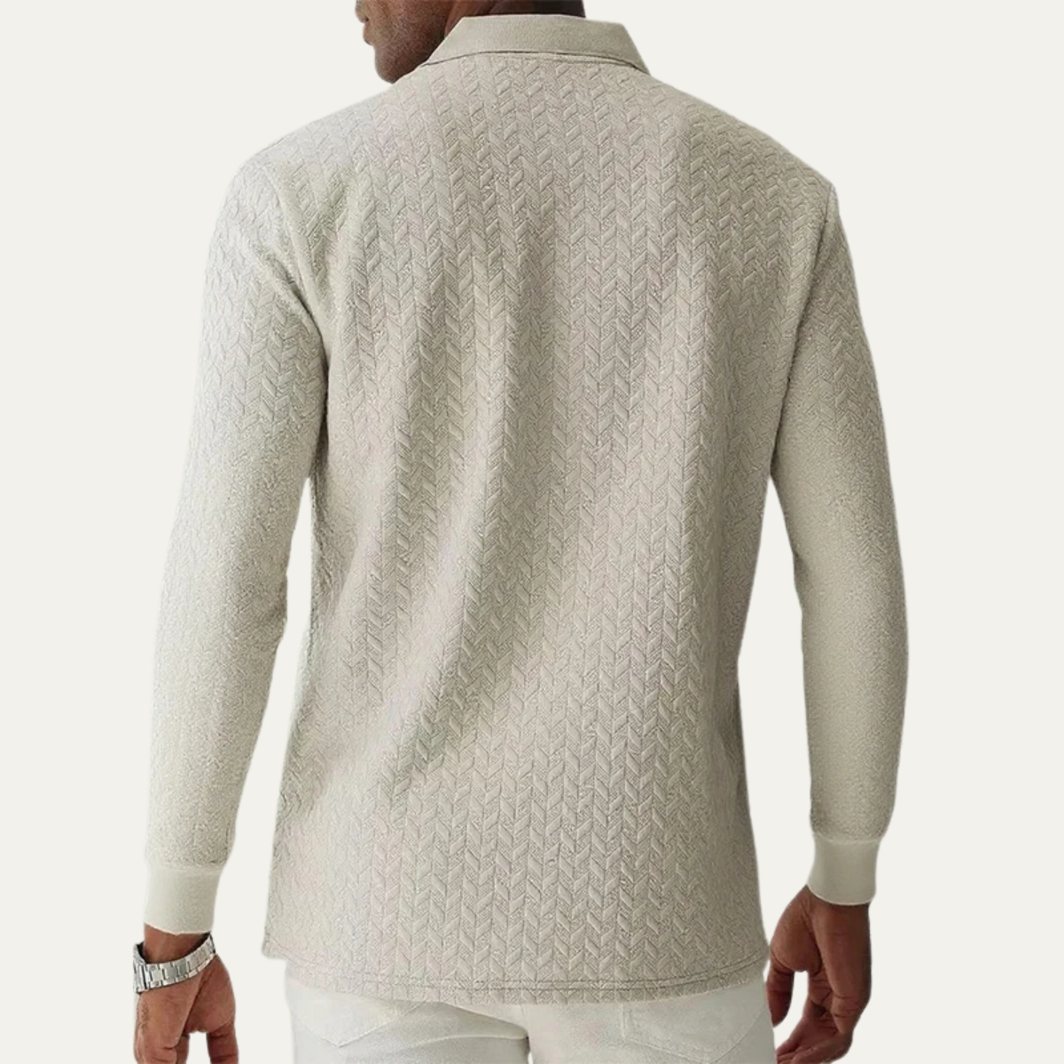 VogeLuxe | Men’s Textured Polo Long Sleeve 2