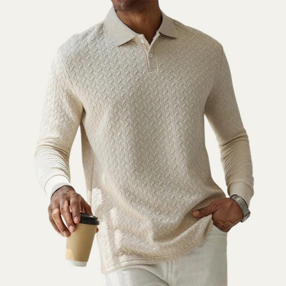 VogeLuxe | Men’s Textured Polo Long Sleeve 3