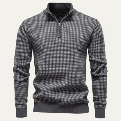 VogeLuxe | Men’s Textured Quarter Zip Sweater 6