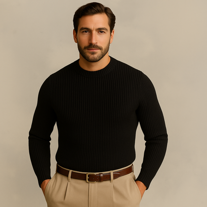 VogeLuxe | Men’s Textured Rib Knit Crewneck Sweater 3
