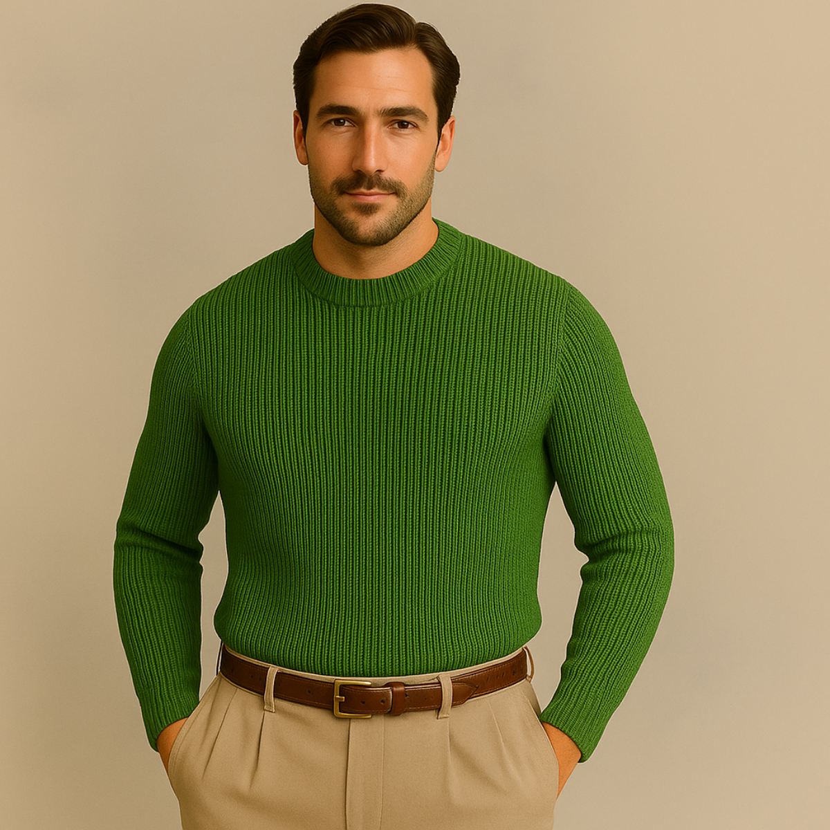VogeLuxe | Men’s Textured Rib Knit Crewneck Sweater 7
