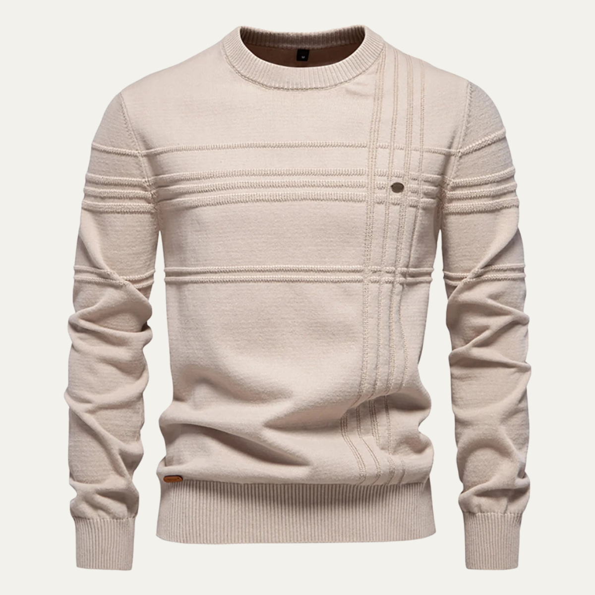 VogeLuxe | Men’s Textured Ribbed Crewneck Sweater 0