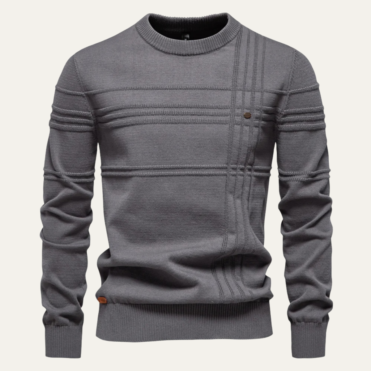 VogeLuxe | Men’s Textured Ribbed Crewneck Sweater 2
