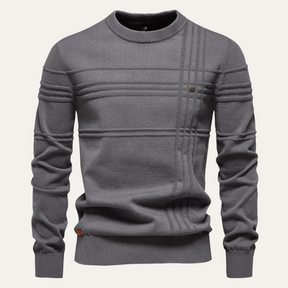 VogeLuxe | Men’s Textured Ribbed Crewneck Sweater 2