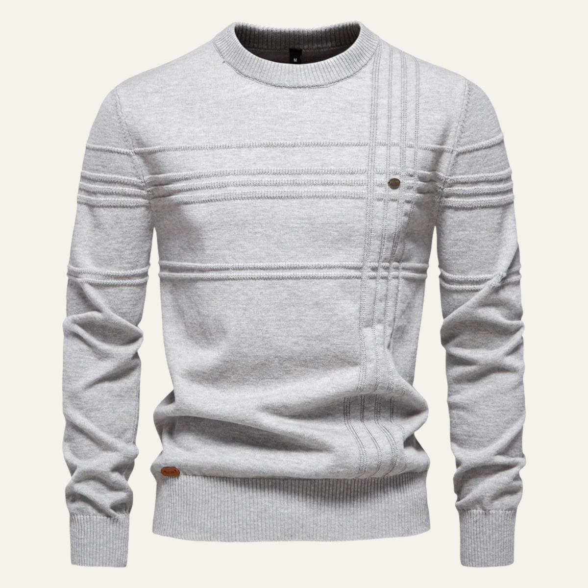 VogeLuxe | Men’s Textured Ribbed Crewneck Sweater 3
