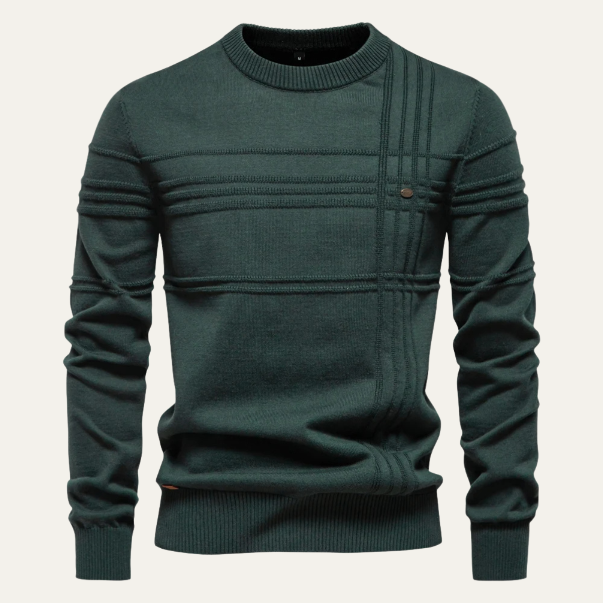 VogeLuxe | Men’s Textured Ribbed Crewneck Sweater 4