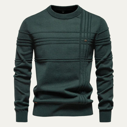 VogeLuxe | Men’s Textured Ribbed Crewneck Sweater 4