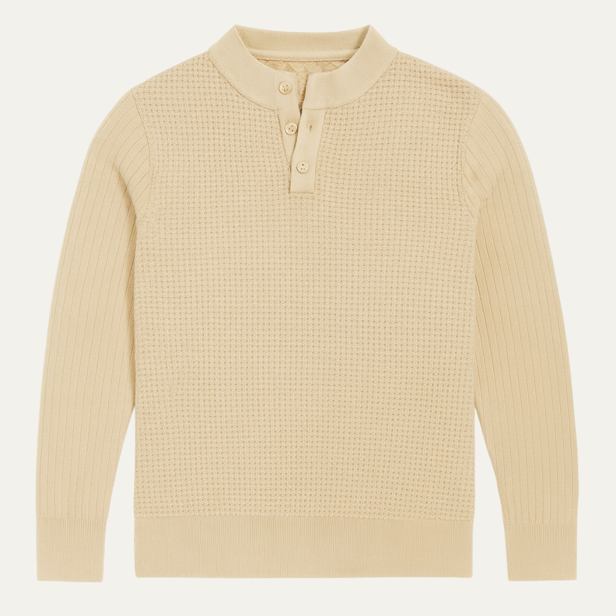 VogeLuxe | Men’s Textured Ribbed Henley Sweater 1