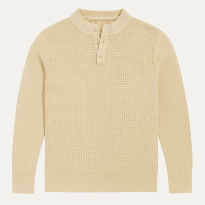 VogeLuxe | Men’s Textured Ribbed Henley Sweater 1