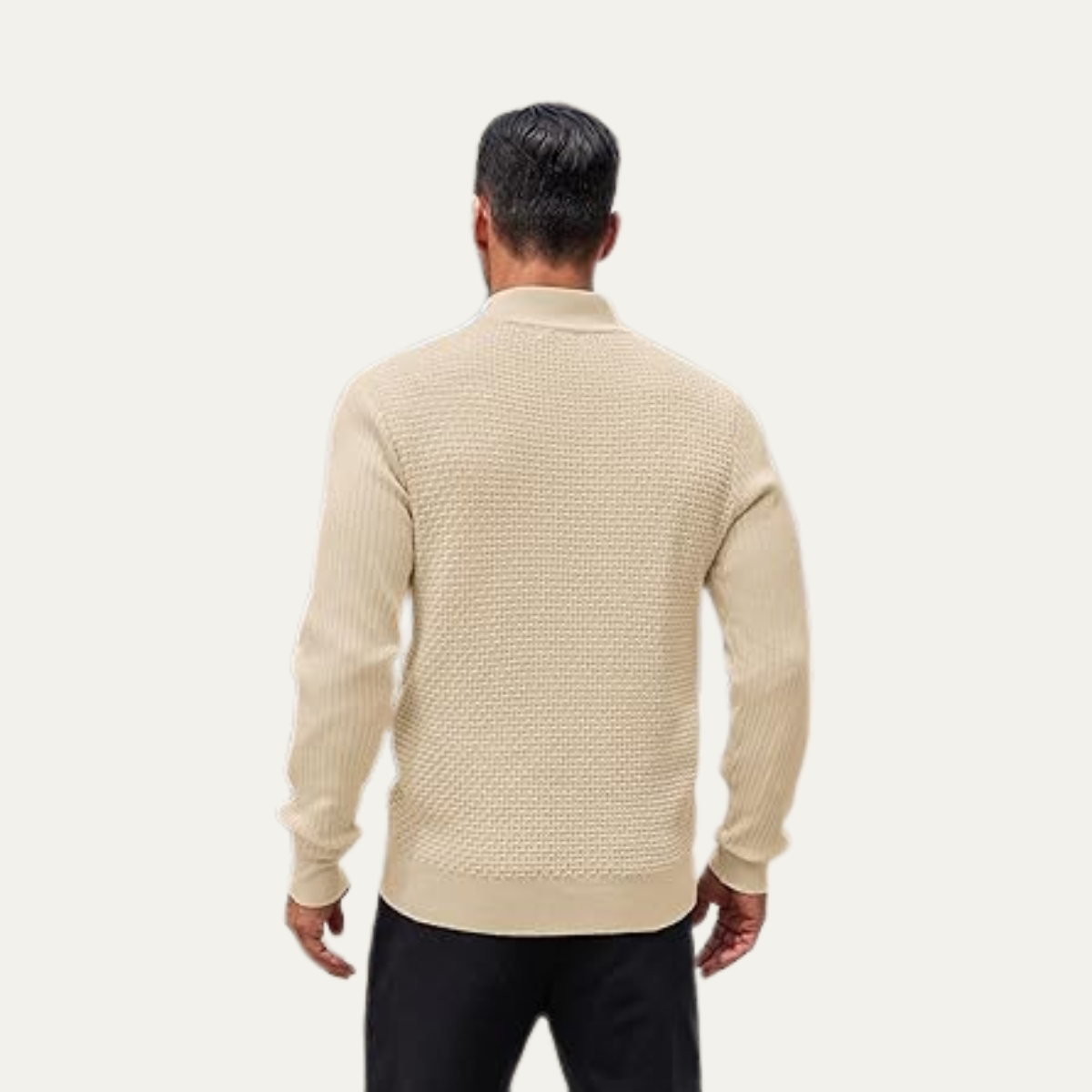 VogeLuxe | Men’s Textured Ribbed Henley Sweater 2