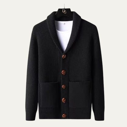 VogeLuxe | Men’s Textured Shawl Collar Cardigan 0