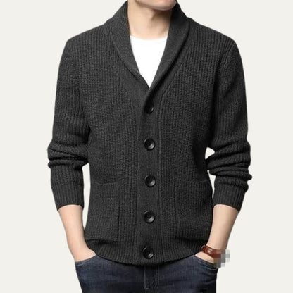 VogeLuxe | Men’s Textured Shawl Collar Cardigan 1