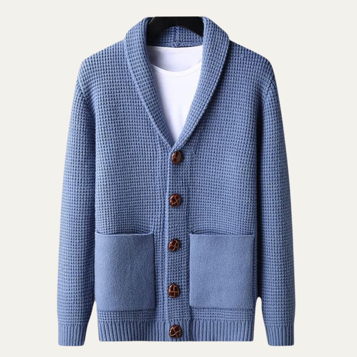 VogeLuxe | Men’s Textured Shawl Collar Cardigan 3
