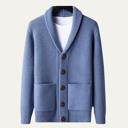 VogeLuxe | Men’s Textured Shawl Collar Cardigan 3