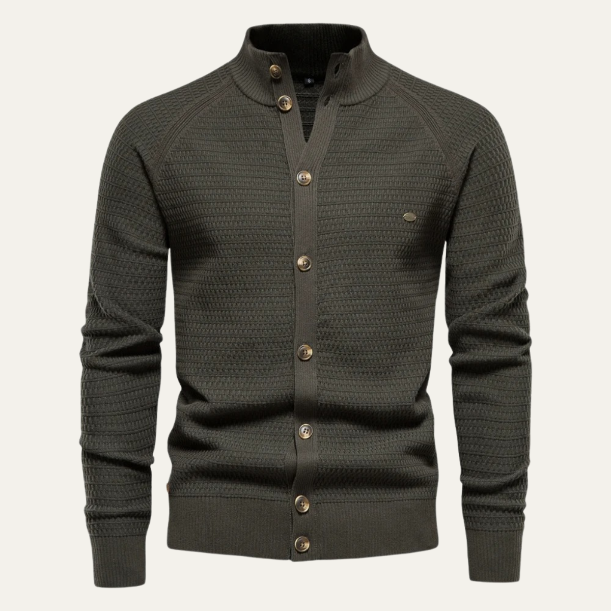 VogeLuxe | Men's Textured Stand Collar Cardigan 0