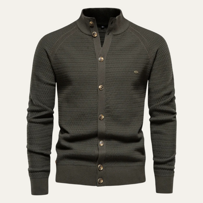 VogeLuxe | Men's Textured Stand Collar Cardigan 0