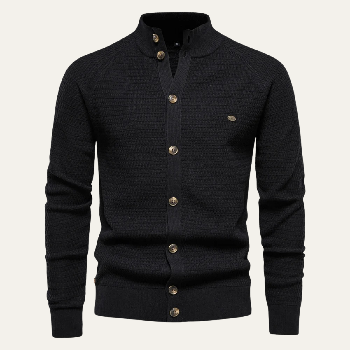VogeLuxe | Men's Textured Stand Collar Cardigan 10
