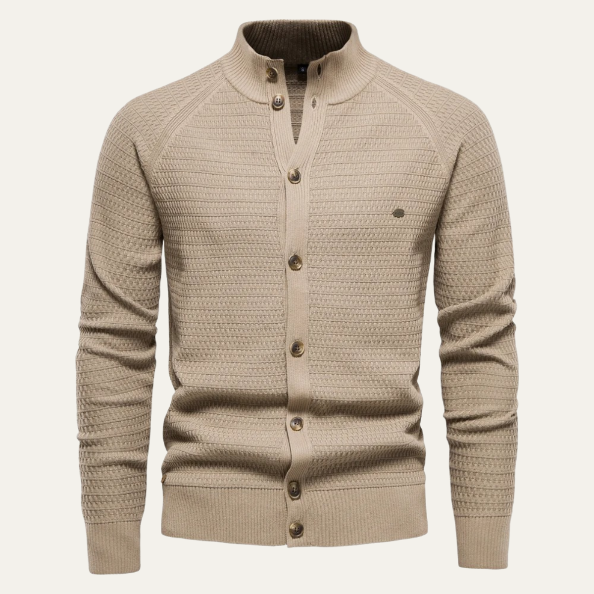 VogeLuxe | Men's Textured Stand Collar Cardigan 11