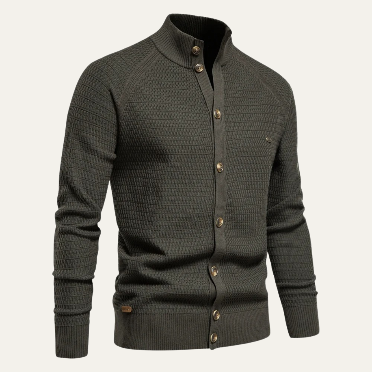 VogeLuxe | Men's Textured Stand Collar Cardigan 2
