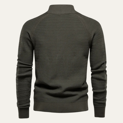 VogeLuxe | Men's Textured Stand Collar Cardigan 3