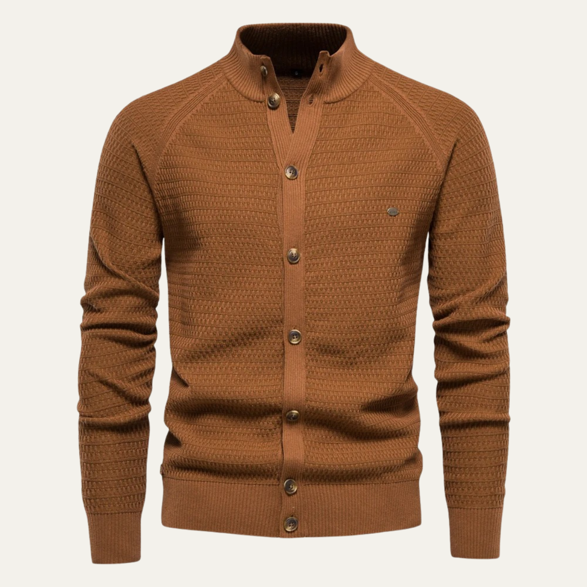 VogeLuxe | Men's Textured Stand Collar Cardigan 9