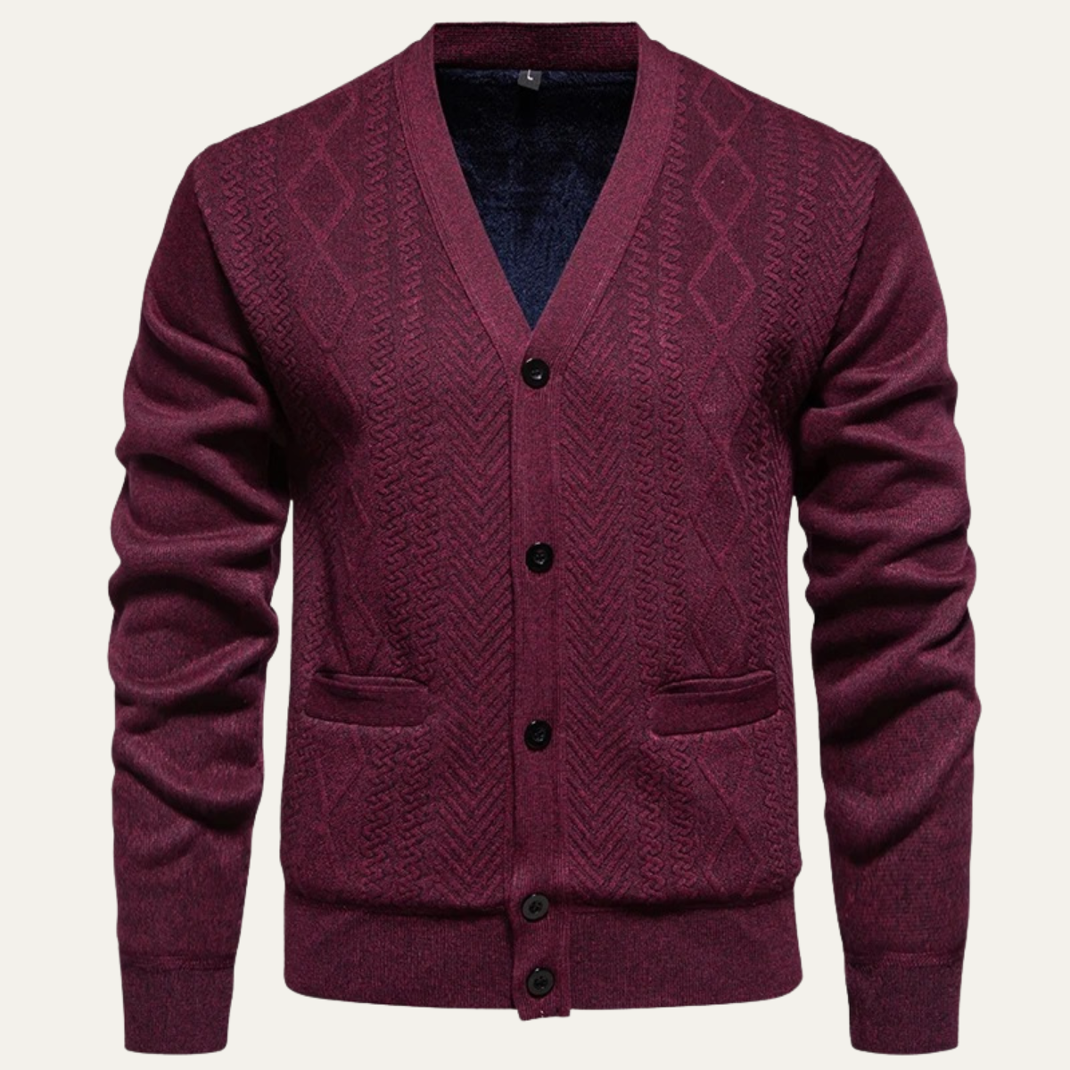 VogeLuxe | Men’s Textured V-Neck Cardigan 0