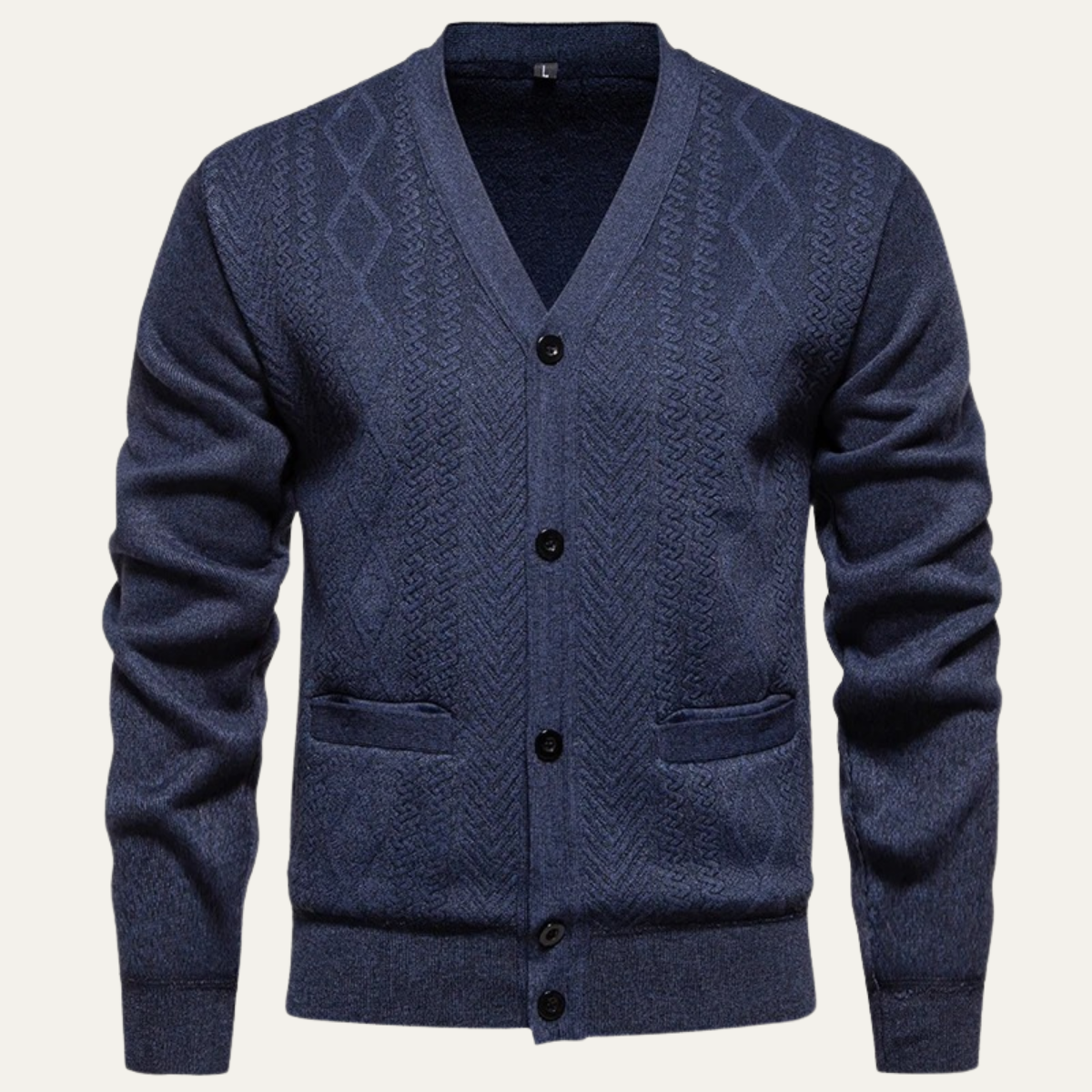 VogeLuxe | Men’s Textured V-Neck Cardigan 10