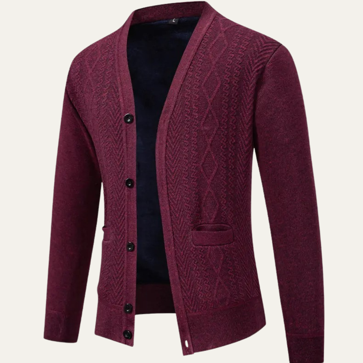 VogeLuxe | Men’s Textured V-Neck Cardigan 2