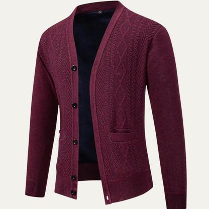 VogeLuxe | Men’s Textured V-Neck Cardigan 2